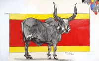 Rafique Somroo, 12 x 20, Mixed Media on Paper, Animals Paintings, AC-RSO-013